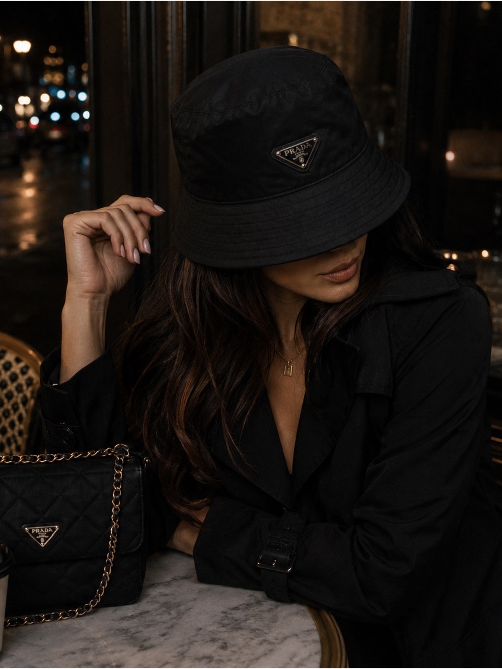 Prada Re-Nylon Bucket Hat Black Triangle Logo Size M - Picture 2 of 6